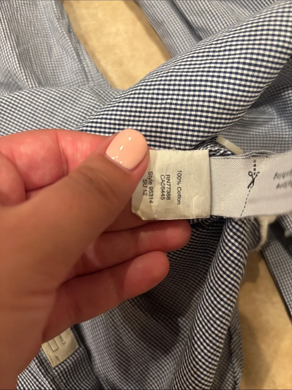 J Crew Men’d Navy Gingham Cotton Button Down Long Sleeve